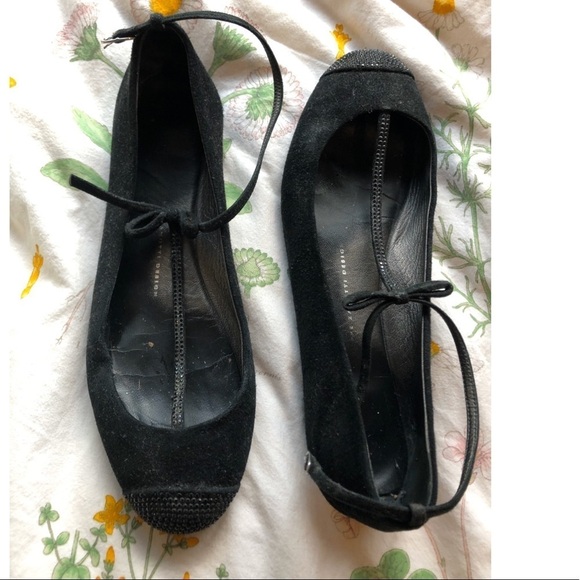 Giuseppe Zanotti T- Strap Crystal Flats, Black - Picture 3 of 7